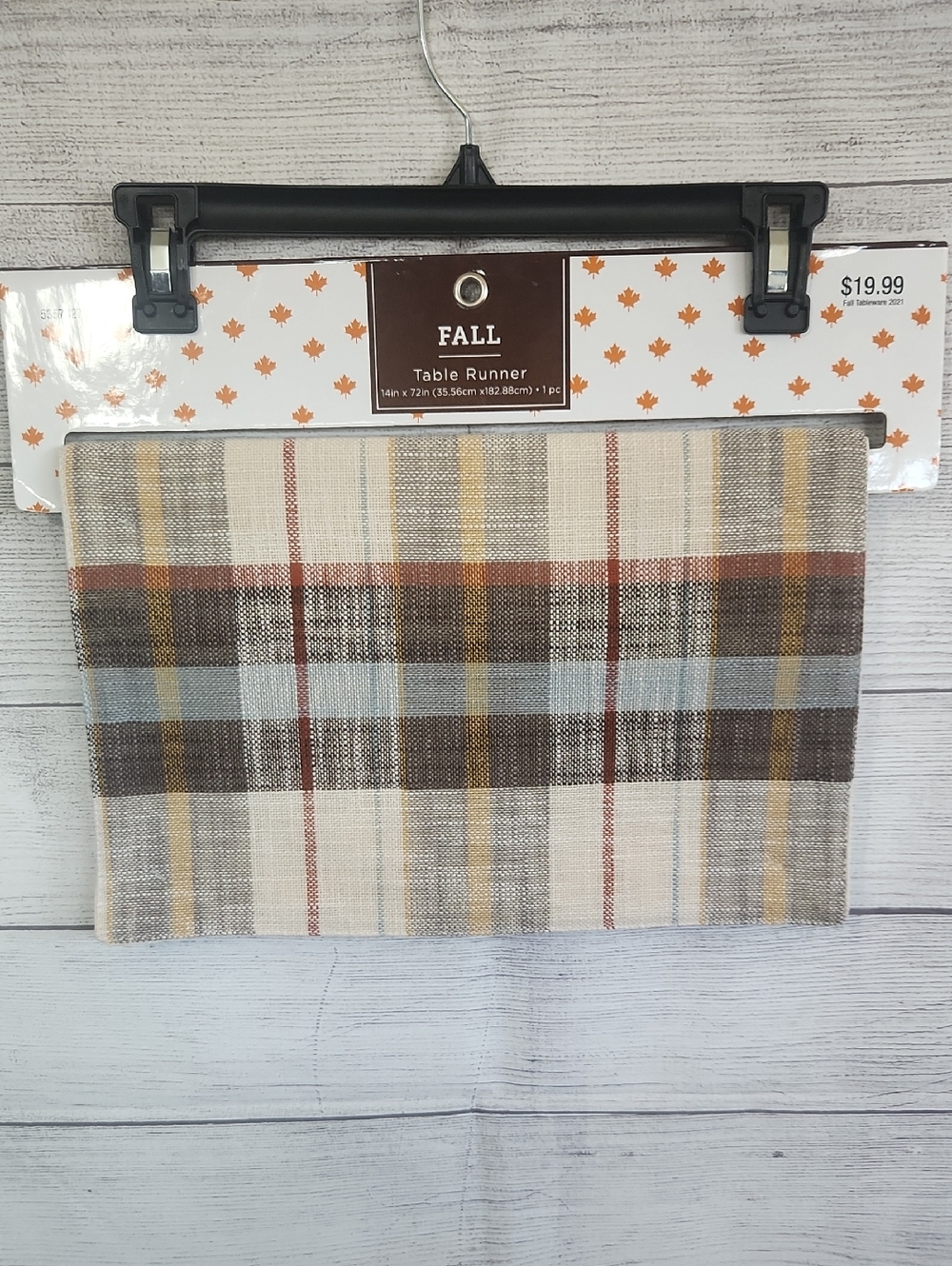 Hobby Lobby Fall Plaid Table Runner in Cream, Brown, Blue, Yellow, Red